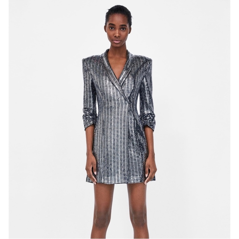 Legendary Zara metallic blazer dress